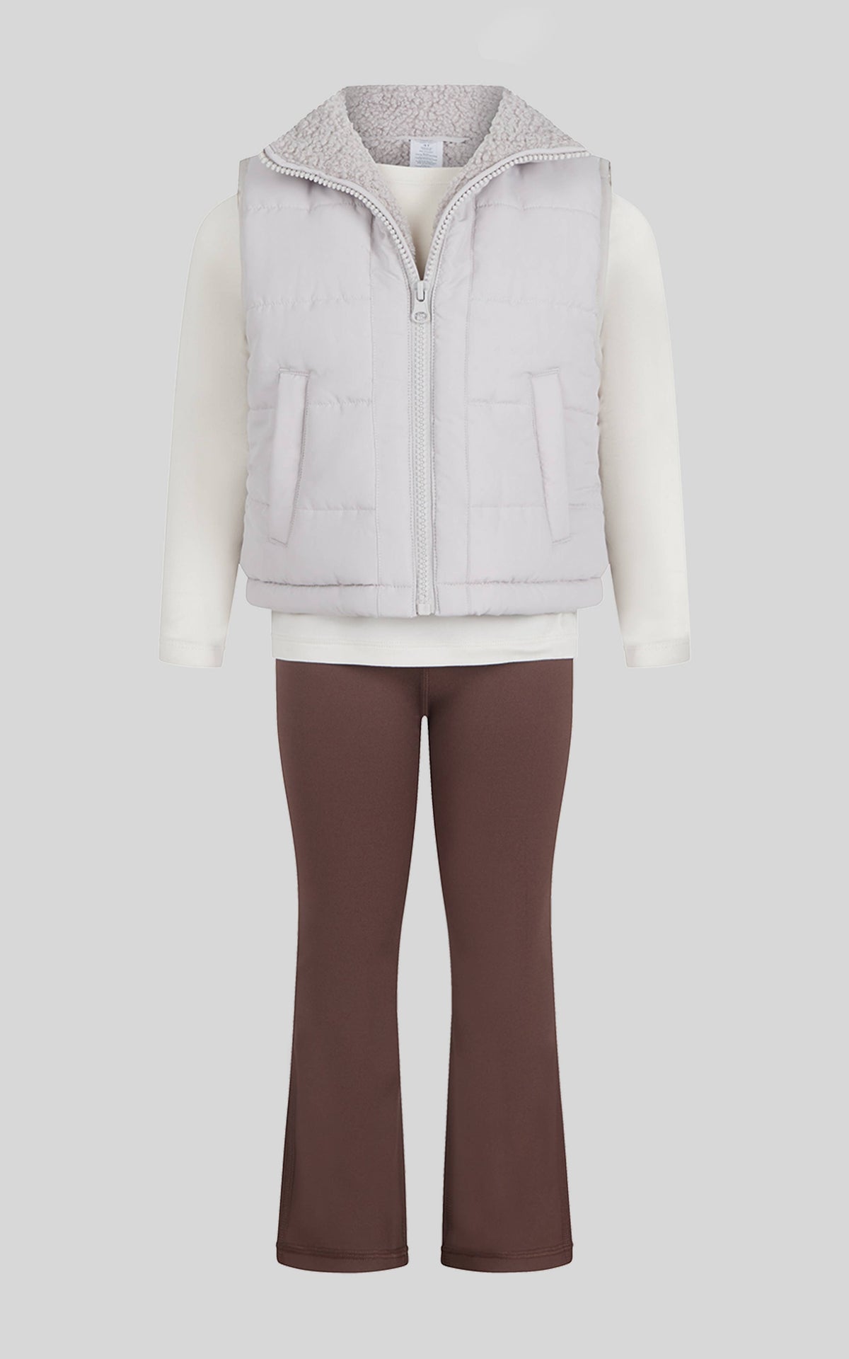 Toddler Girls Puffer Vest Brown  Pant Set