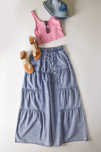 Sarah Tiered Chambray Pants