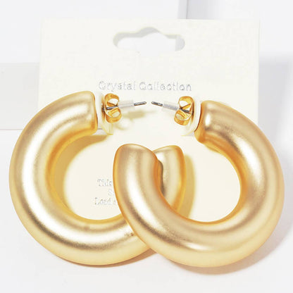 Palmer Thick Matte Gold Hoop Earrings