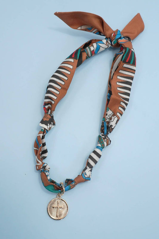 Tonopah Scarf Charm Cross Coin Necklace