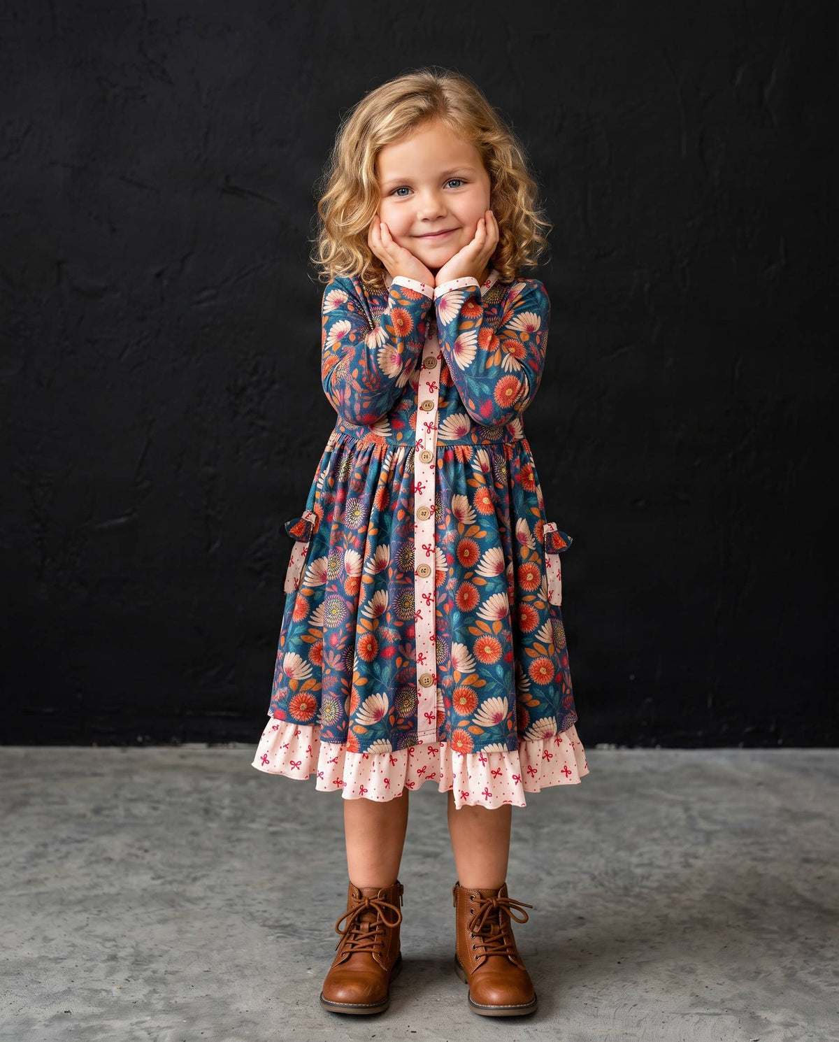 Girls Fall Floral Butterfly Dress