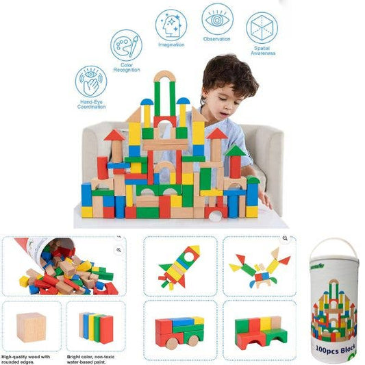 Baby 100pc Wooden Block Tub