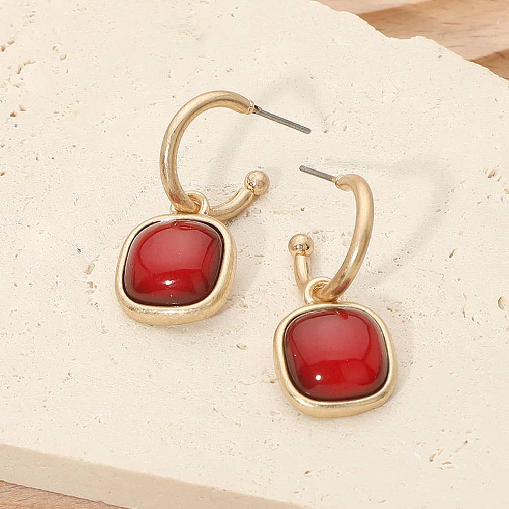 Charity Square Stone Dangle Earrings
