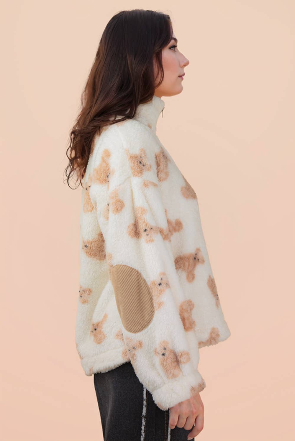 Teddy Bear Quarterzip Fuzzy Pullover