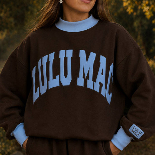 Lulu Mac Mock Neck Arch Logo Puff Ink Sweatshirt