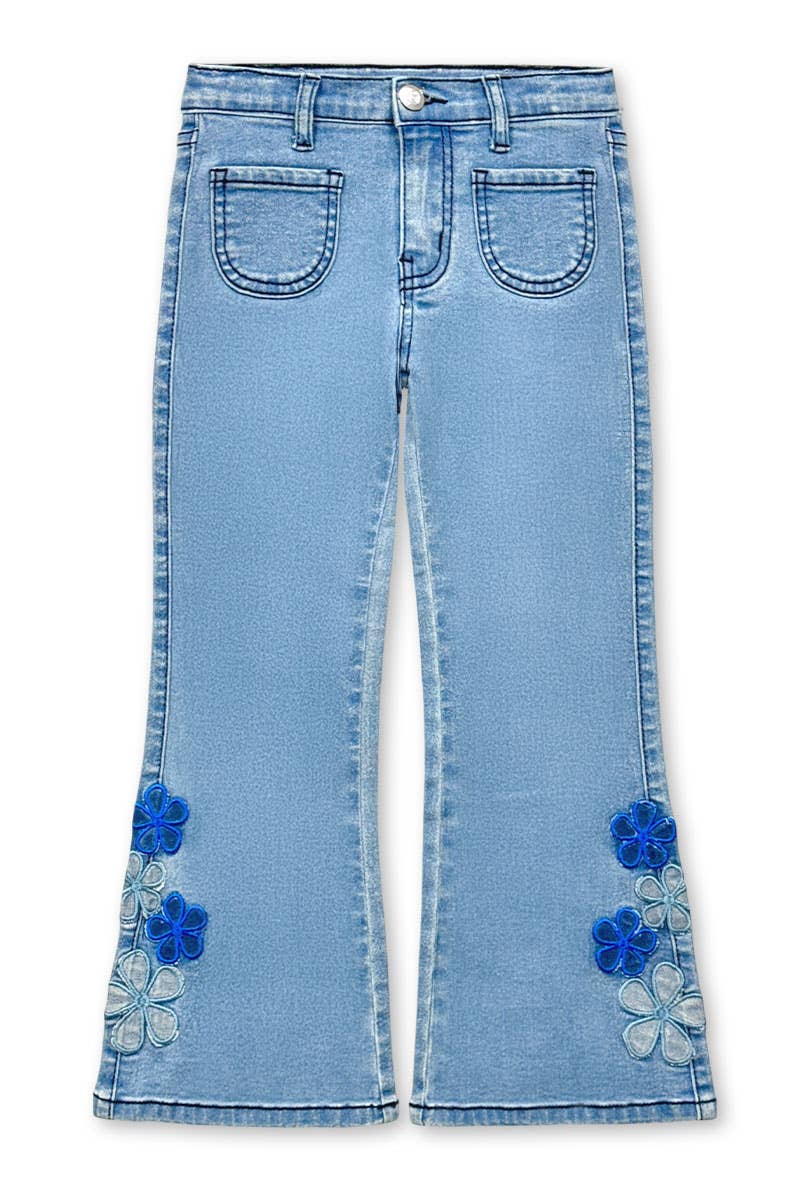 Toddler Girls Floral Flare Jeans