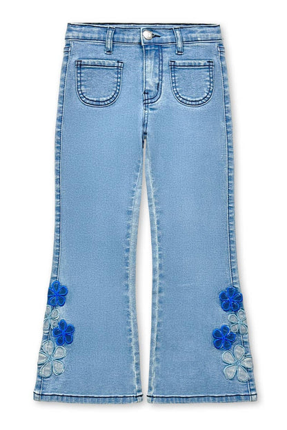 Toddler Girls Floral Flare Jeans