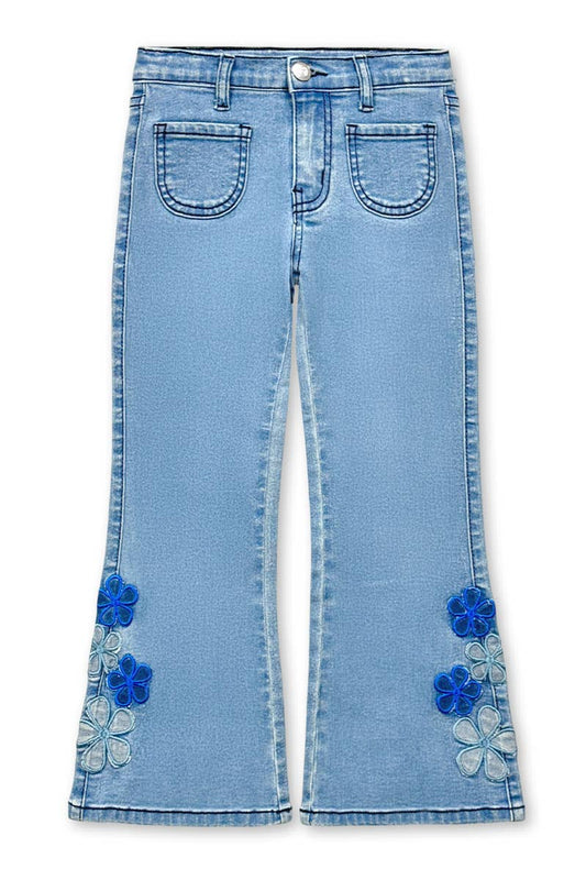 Toddler Girls Floral Flare Jeans