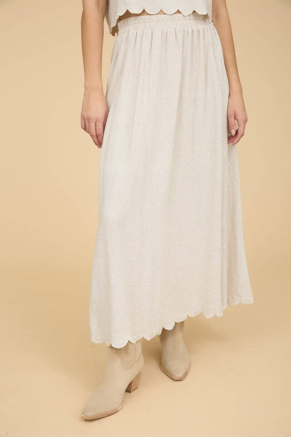Primrose Eyelet Embroidery Scallop Linen Skirt Set