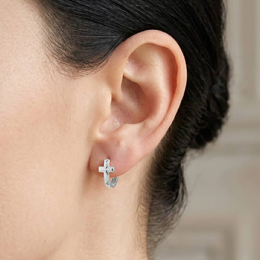 Darla Mini Cross Huggie Hoop Earrings