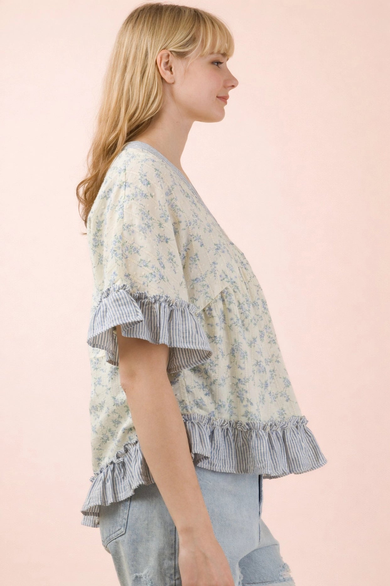 Peridot Floral Ruffle Blouse