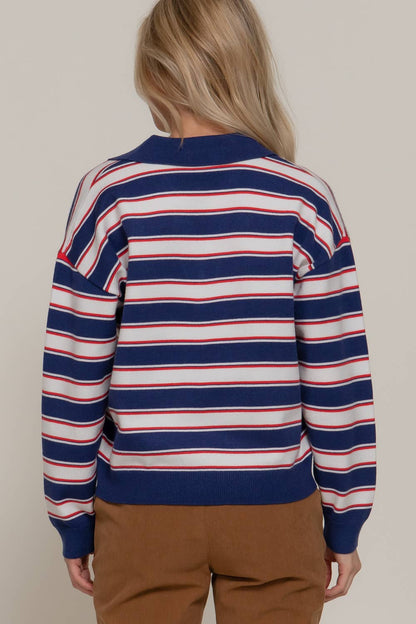 Liona Striped Collared Top