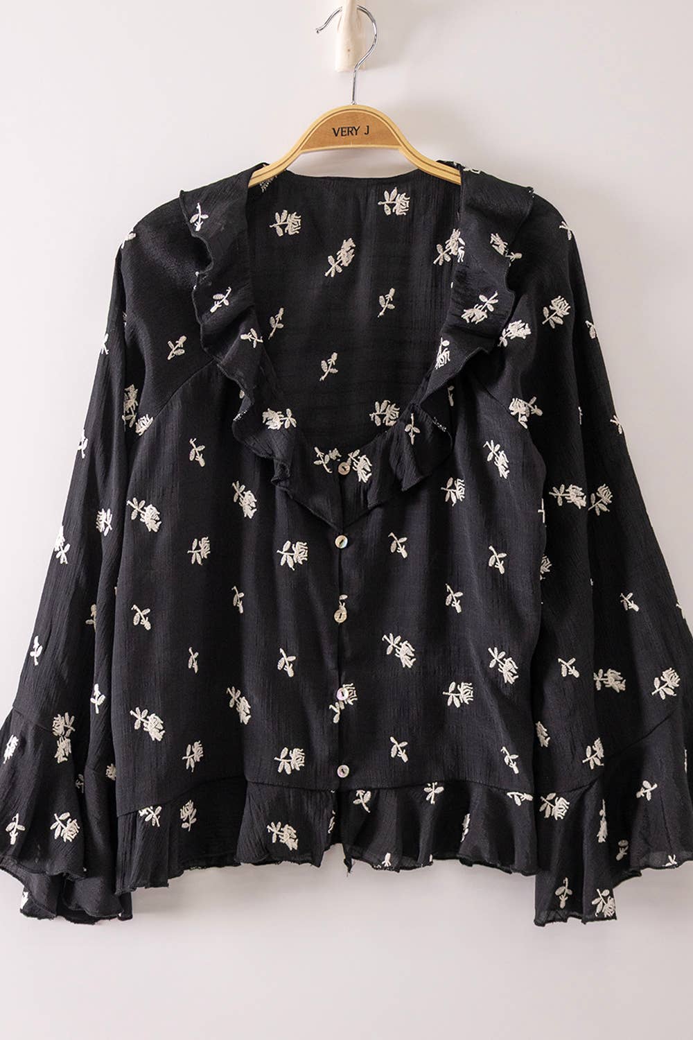 Maeve Embroidered Ruffled Blouse