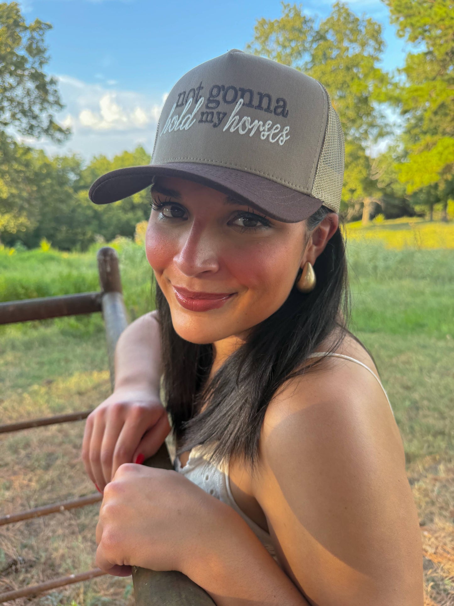 Not Gonna Hold My Horses Embroidered Hat