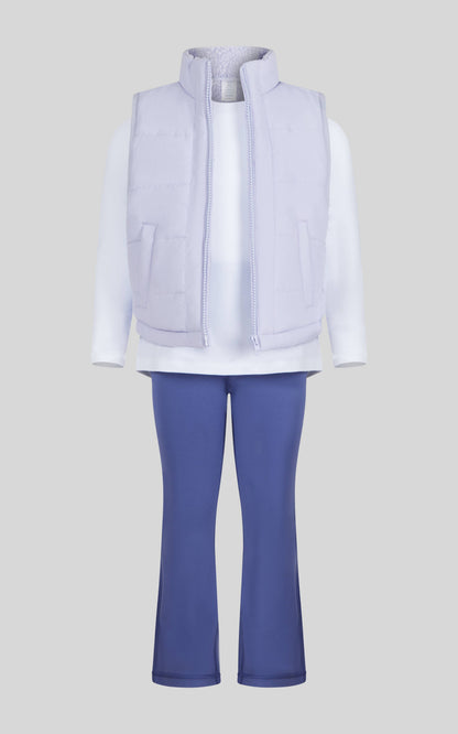 Toddler Girls Puffer Vest Lavendar Pant Set