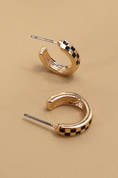 Emerson Gold Checkered Hoop Earrings