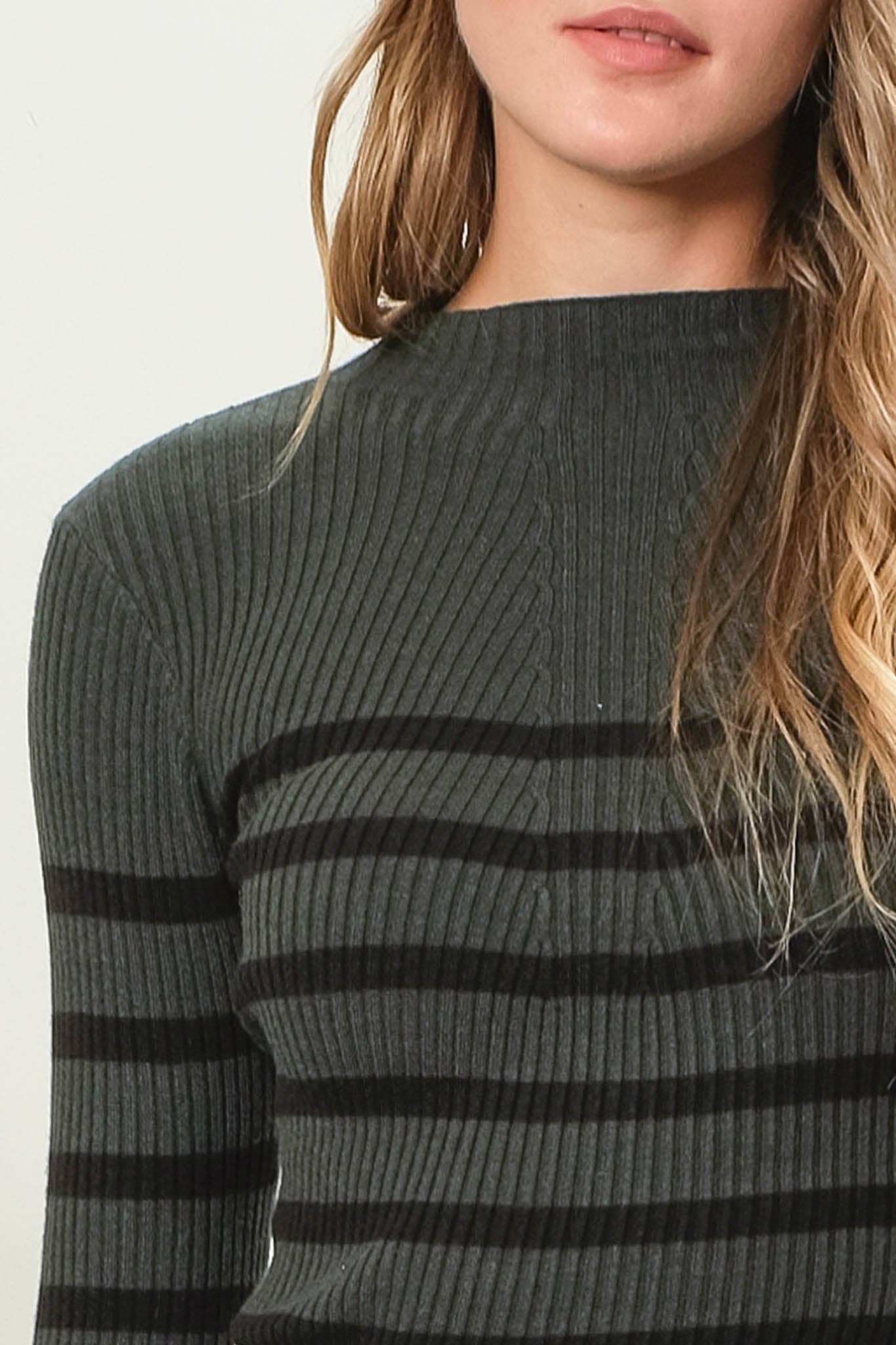 Williamsburg Mock Neck Striped Top