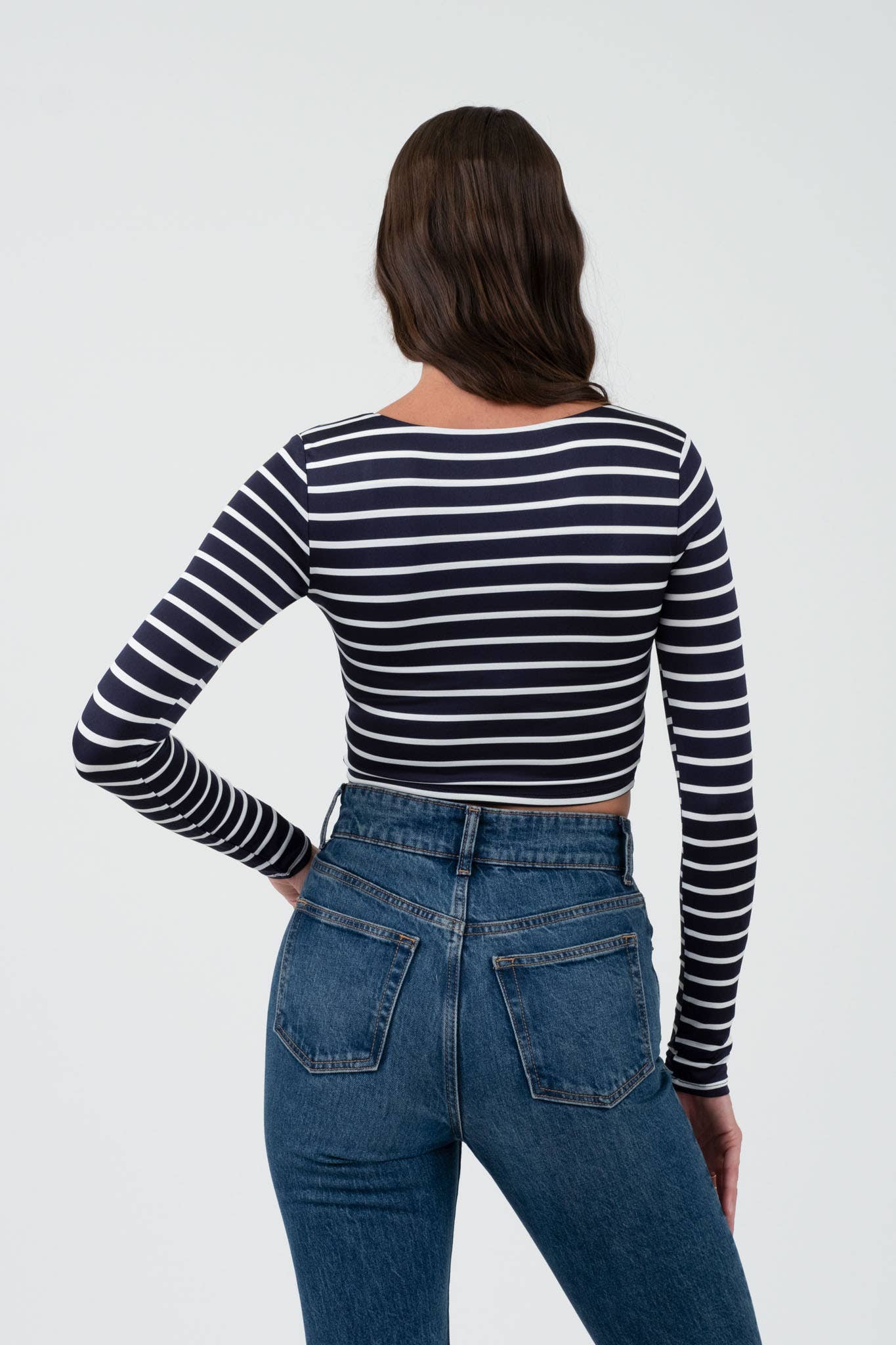 Lovelock Striped Square Neck Crop Top