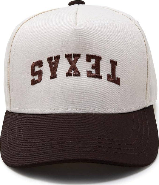 Upside Down Texas Embroidered Brown Hat