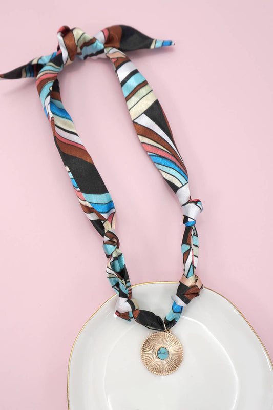 Tonopah Scarf Charm Turquoise Disk Necklace