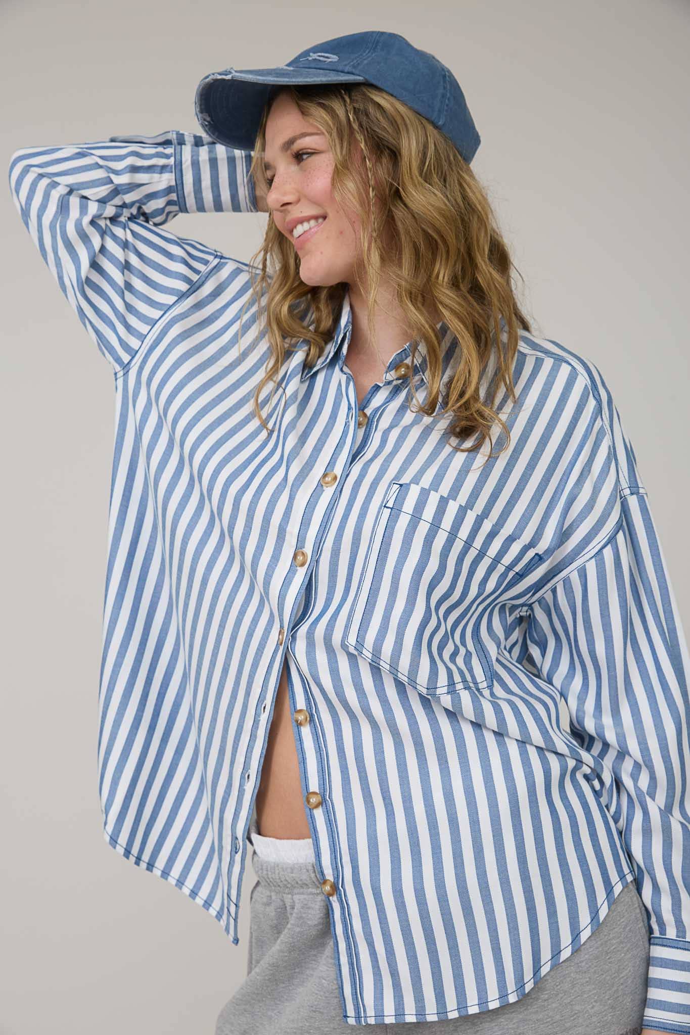 Regina Striped Oversized Buttondown