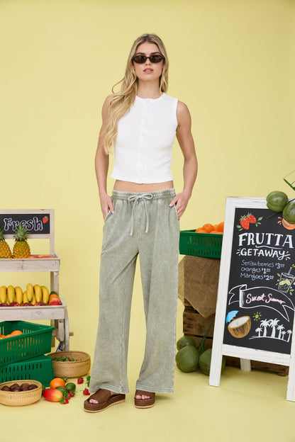 Lyra Mineral Buttondown Sleeveless Top
