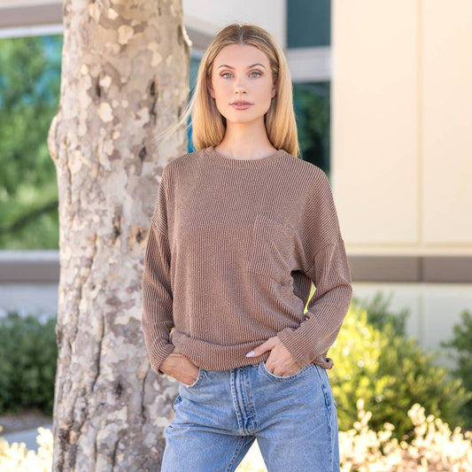 Romney Long Sleeve Ribbed Pocket Tee