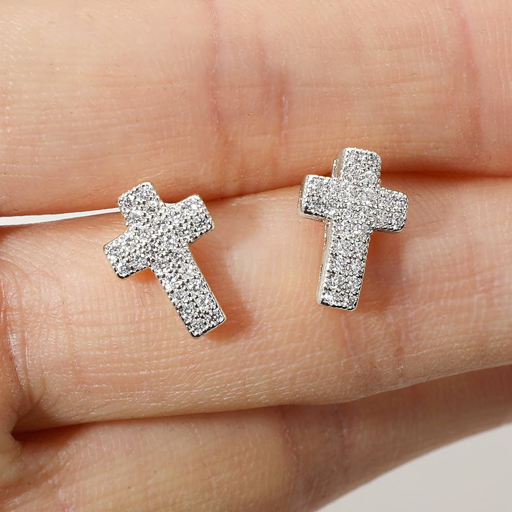Darla Crystal Cross Stud Earrings