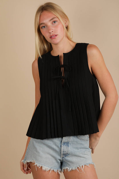 Teena Pleated Sleeveless Top