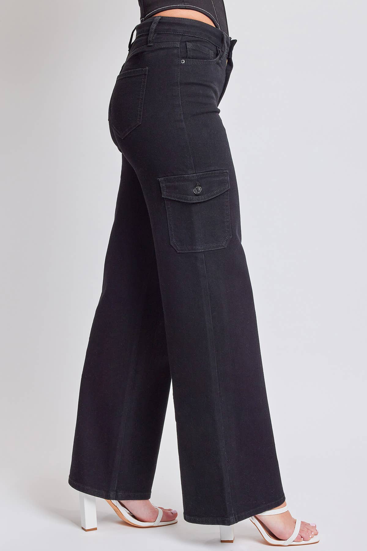 YMI Black Wide Leg Skater Cargo Jeans