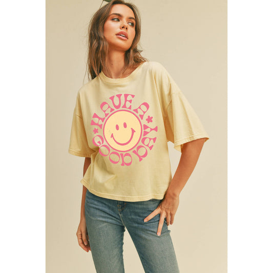 Have a Good Day Oversized Cropped Tee