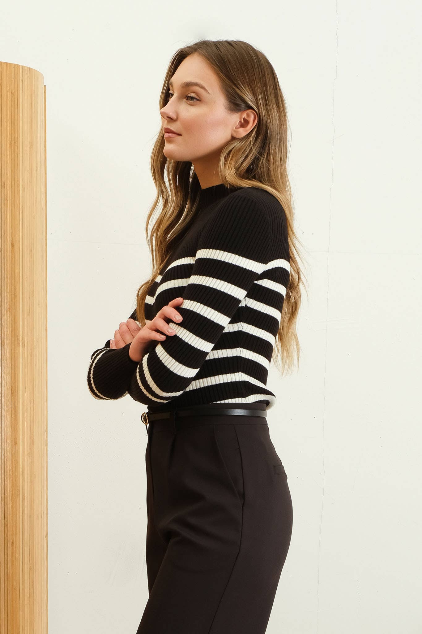 Williamsburg Mock Neck Striped Top