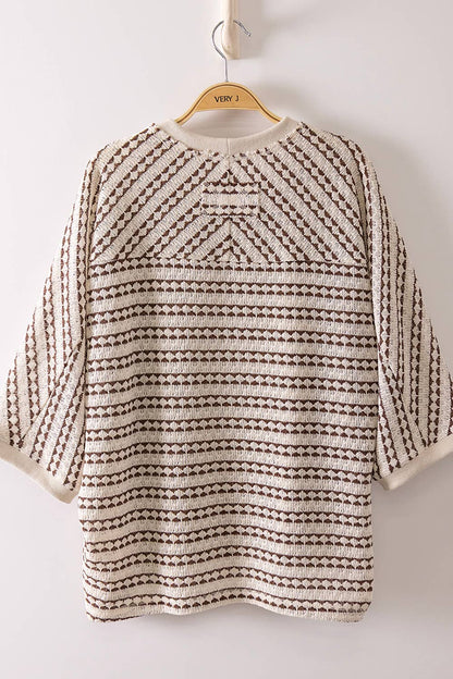Finley Oversized Striped Open Knit Tee