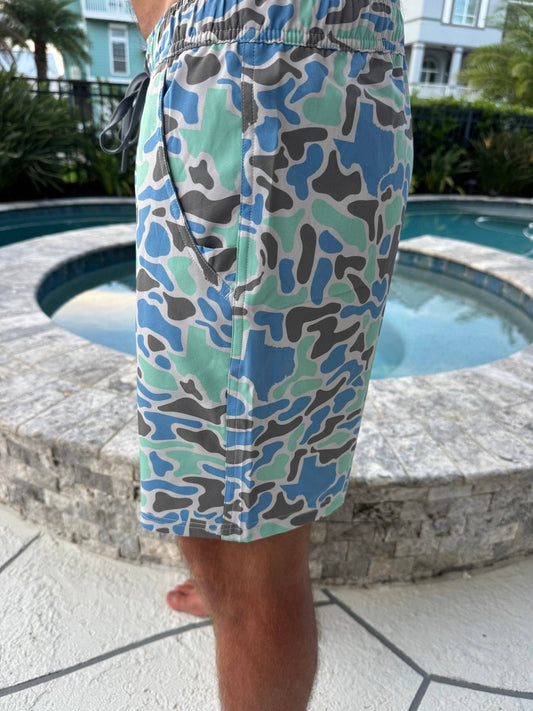 Mens Salt Water Soul TX Coastal Camo Athletic Shorts