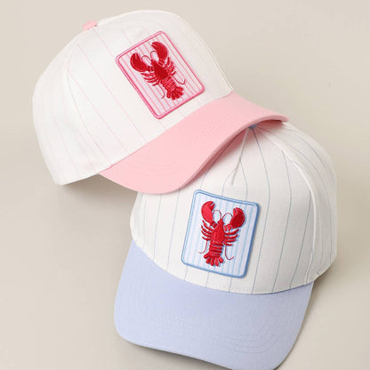Lobster Embroidered Patch Pink Hat
