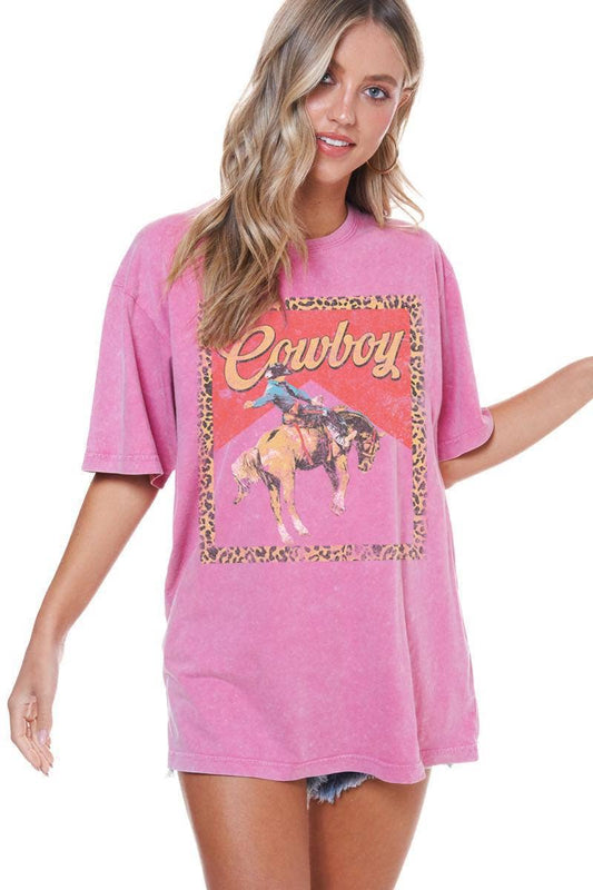Cowboy Leopard Frame Mineral Washed Tee