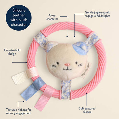 Itzy Ritzy Ring Pal™ - Teething Ring with Plush Character: Pink Kitty