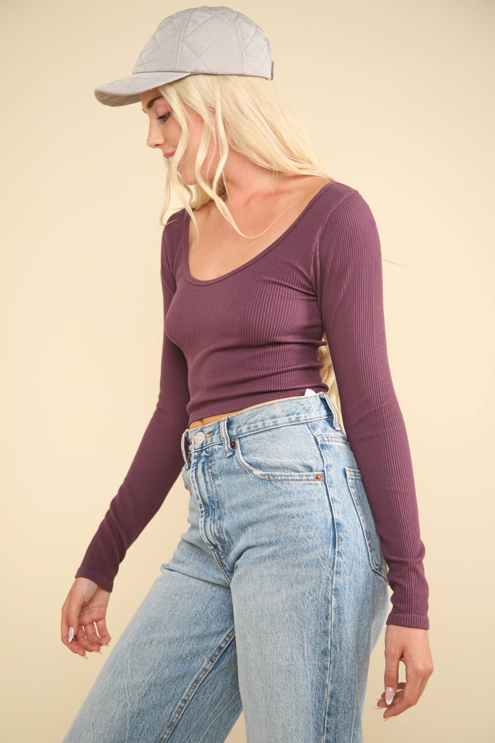 Central Ribbed Long Sleeve Crop