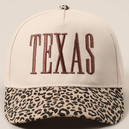Leopard Texas Embroidered Brown Stitch Hat
