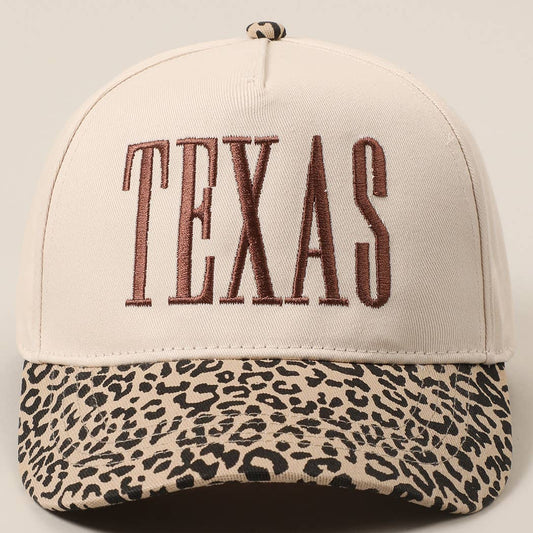 Leopard Texas Embroidered Brown Stitch Hat
