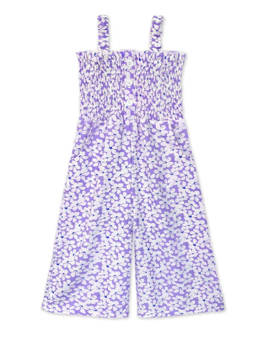 Girls Lavendar Floral Jumpsuit