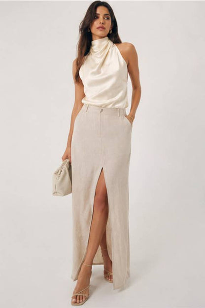 Autumn Satin Halter Blouse
