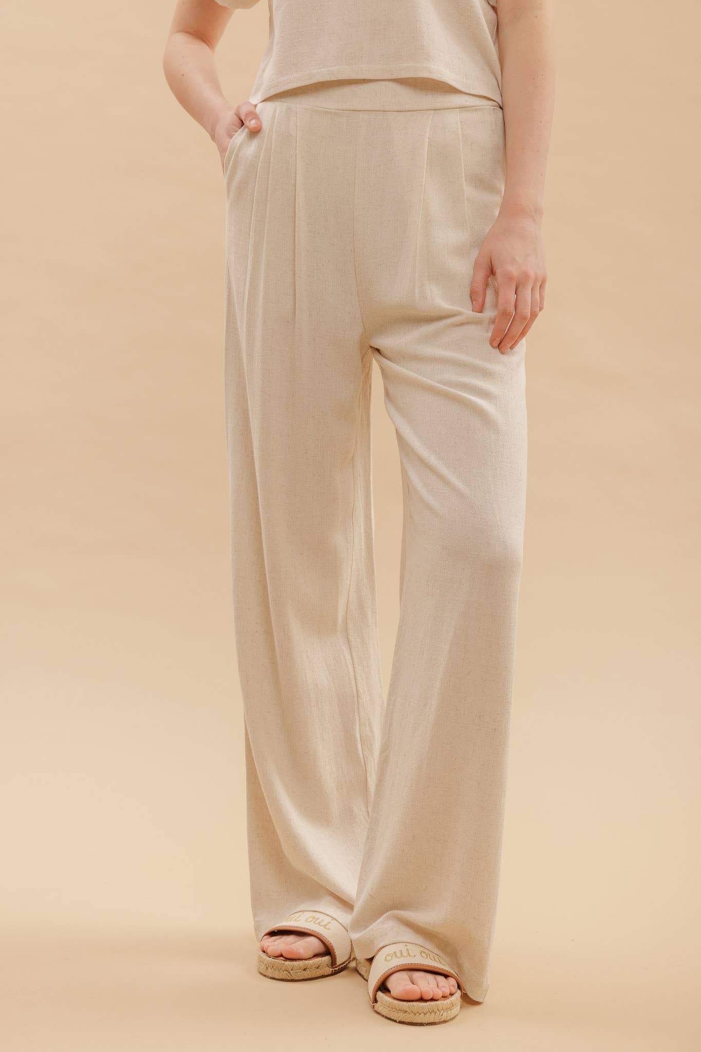 Pierson Pleated Wide Leg Linen Pants