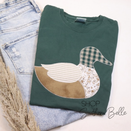 Mallard Duck Embroidered Patchwork Tee
