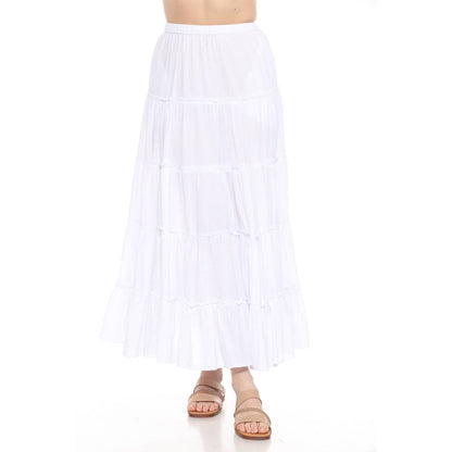Dakota Linen White 5-Tier Prairie Skirt