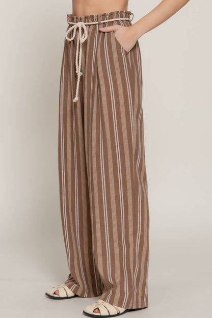 Vanna Pin Striped Wide Leg Pants