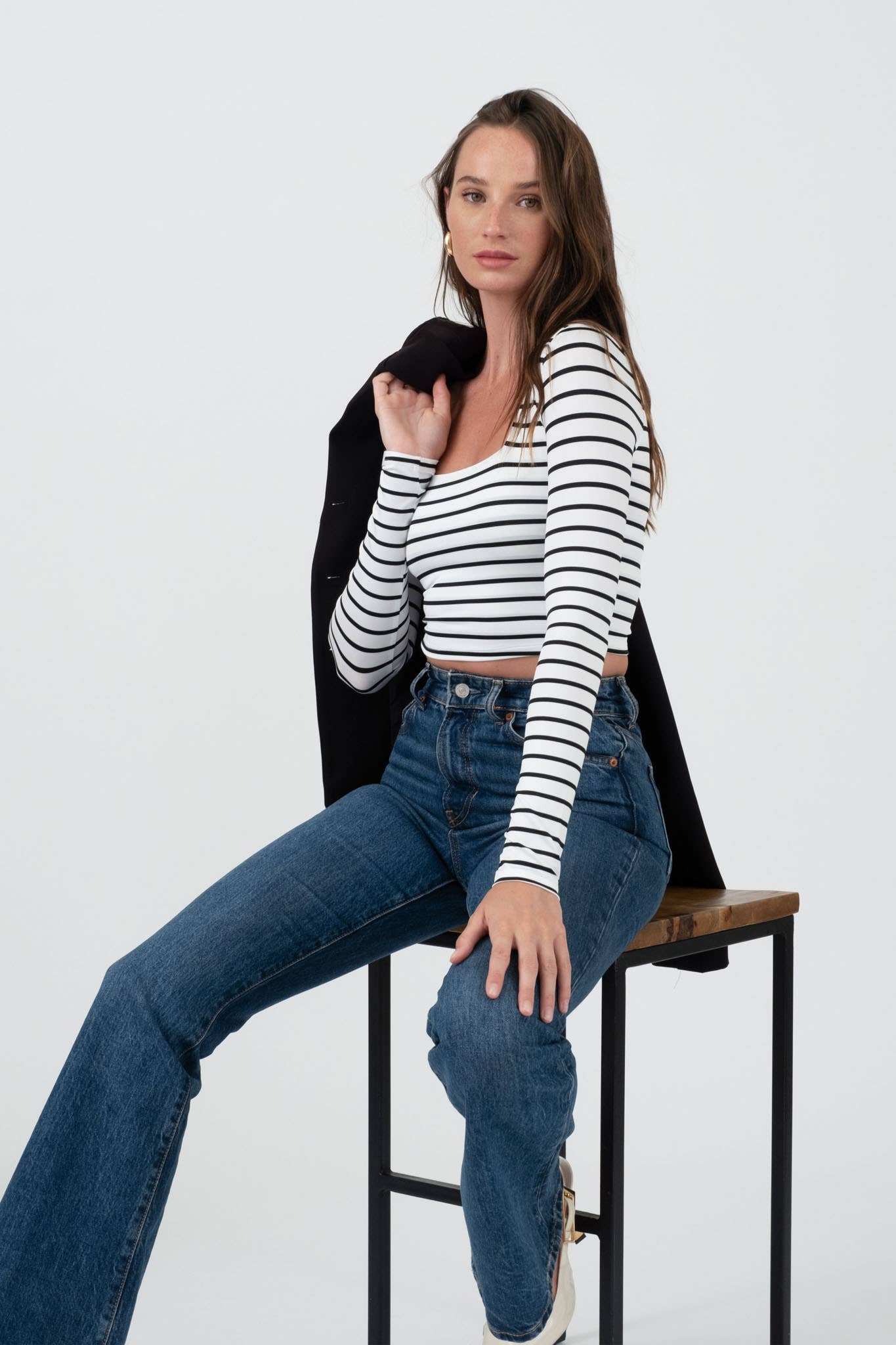 Lovelock Striped Square Neck Crop Top