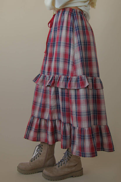 Saffron Plaid Flannel Maxi Skirt