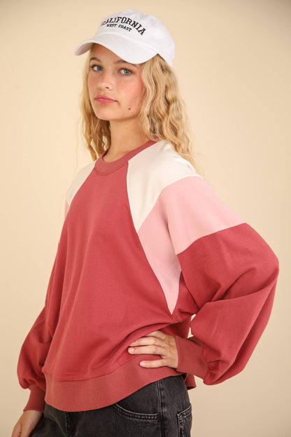 Color Block Raglan Sweatshirt