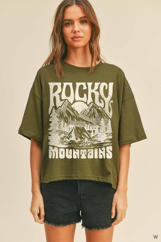 Rocky Mountains Oversized Cropped Tee